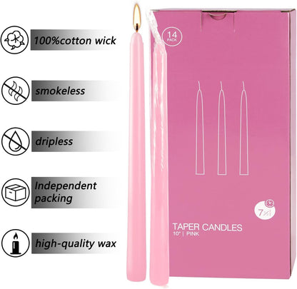 30-Pack 10-Color Taper Candles - 10 Inch Dripless & 10-Hour Burn｜Wedding/Birthday/Home Decor with Premium Wax