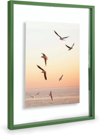 Frametory, Floating Picture Frame 12x16 - Black Aluminum Metal Photo Frame - Real Glass of Front - for Wall Mount Display