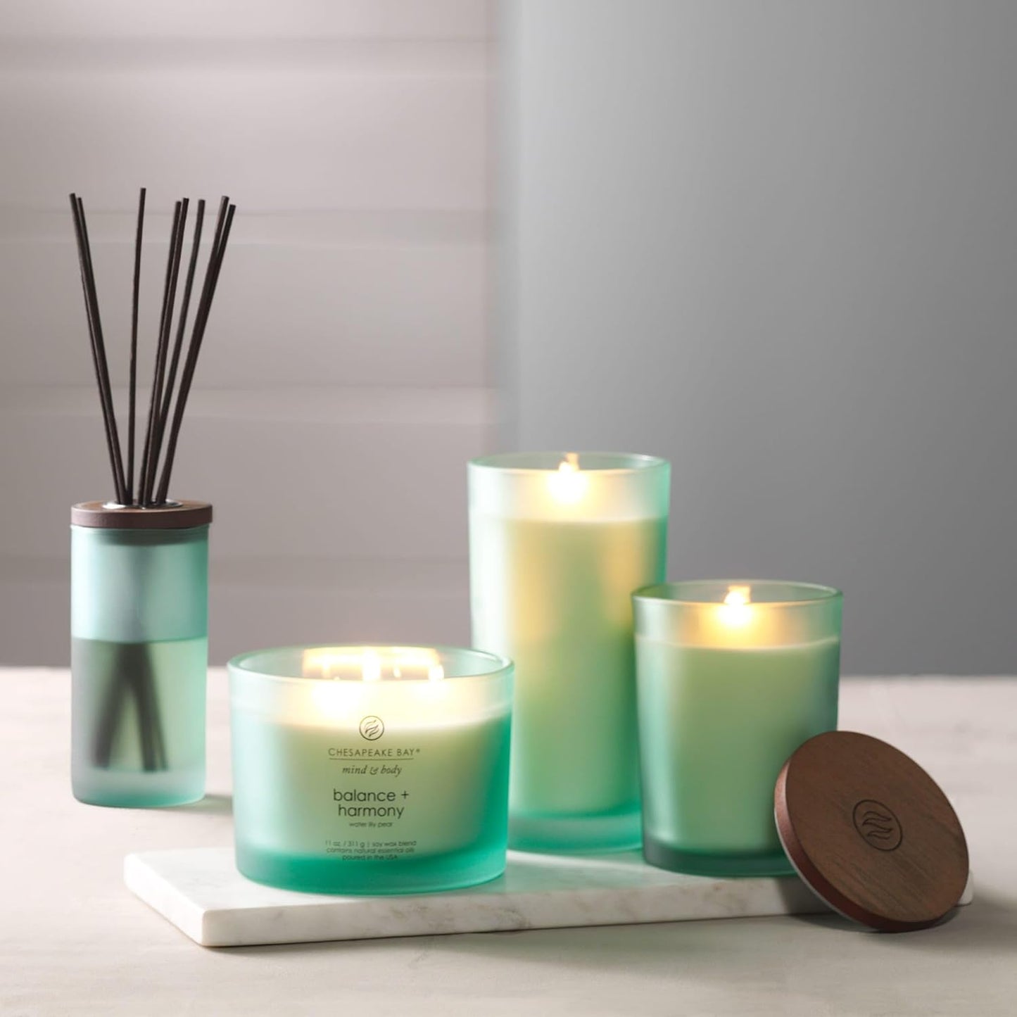 Chesapeake Bay Candle PT40886 Scented Candle Awaken + Invigorate (Lemongrass Eucalyptus) Medium Green Home Décor
