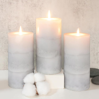 Pillar Candles Vanilla Cupcake Scented Immeiscent Aromatherapy Candle 50+ Hours Clean Burning Long Lasting Mottled Layered Candles for Home Scented SPA Restaurant Set of 3