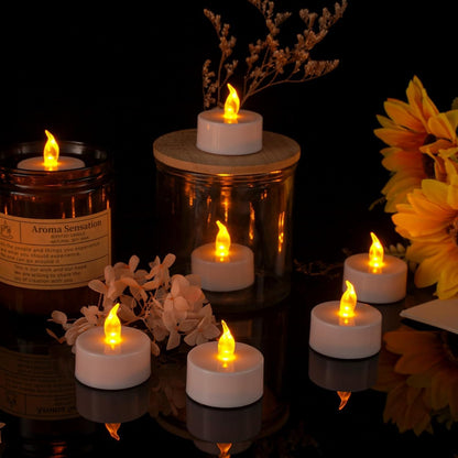 PUNPUBA LED Tea Lights Candles- 24Pack Flameless Candles Realistic and Bright Flickering Long Lasting 200Hours for Holiday Celebration,Party, Home Decoration WarmWhite,Battery Operated