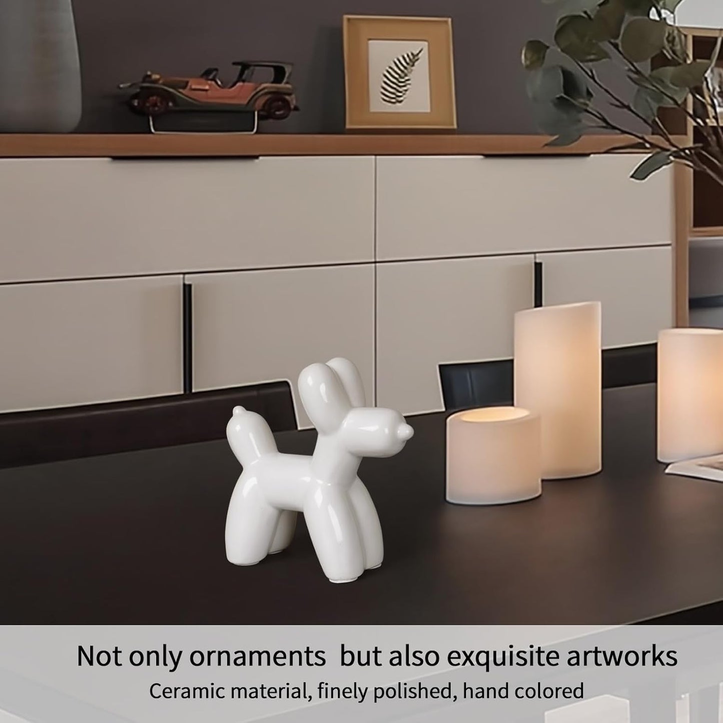 Notakia Cute Ceramics Balloon Dog Statue Crafts Gold Living Room Desktop Decorations,Handmade Modern Small Ceramic Animal Statue Ornament Gold Home Decor Accents