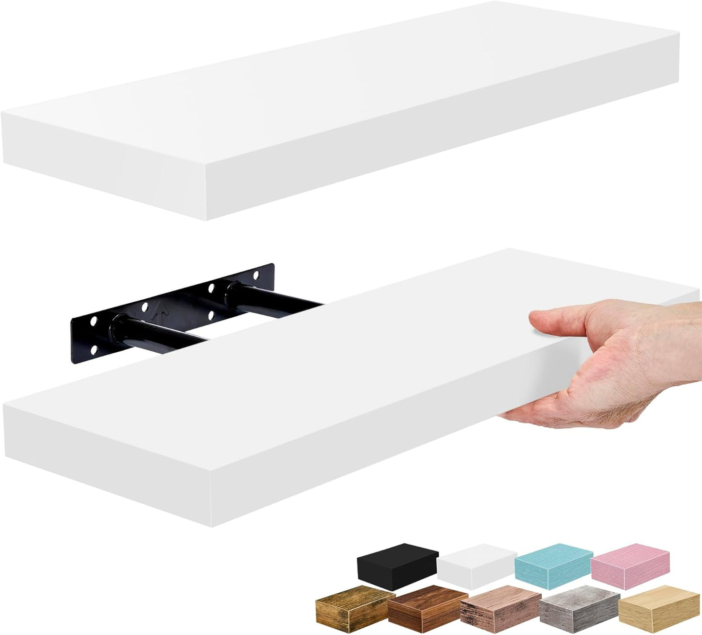 Sorbus Floating Shelves for Wall – 16 Inch Floating Shelf for Kitchen, Bedroom, Living Room, Bathroom, Home & Wall Decor - Mounted Bathroom Shelves with Invisible Brackets (Maple Wood, 2 Pack)