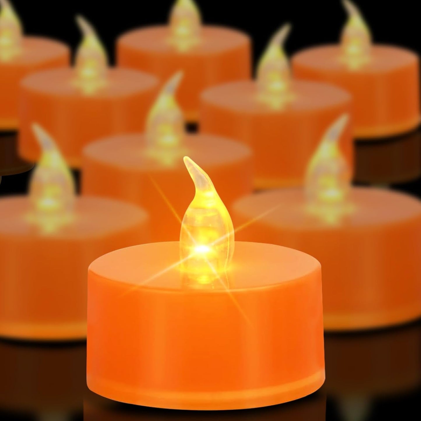 LED Tea Lights - 12 Pack Flameless Battery Operated Candles, 200+ Hours Flickering Warm White, Realistic Fake Tealights for Weddings, Home Decor, Parties, and Sweetest Day
