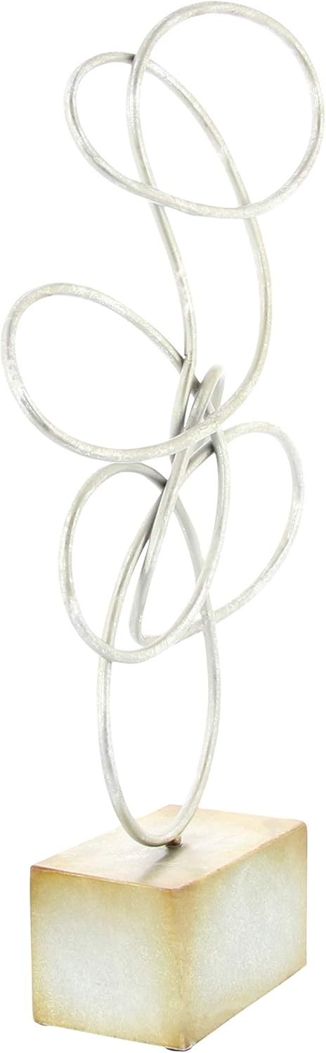 Deco 79 Metal Abstract Decorative Sculpture Swirl Home Decor Statue, Accent Figurine 10" x 4" x 22", Silver