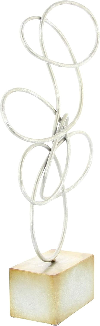 Deco 79 Metal Abstract Decorative Sculpture Swirl Home Decor Statue, Accent Figurine 10" x 4" x 22", Silver