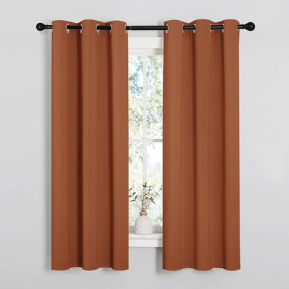 NICETOWN Halloween Pitch Black Solid Thermal Insulated Grommet Blackout Curtains/Drapes for Bedroom Window (2 Panels, 42 inches Wide by 63 inches Long, Black) - Colors B