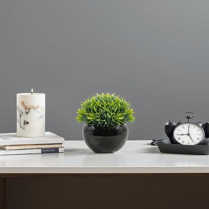 Velener Fake Sage Plants for Shelf Decor, Small Artificial Succulents Grass Desk Plant for Office Women, Mini Faux Plant Indoor, Masculine Home Decor, Coffee Table Decor in Pot