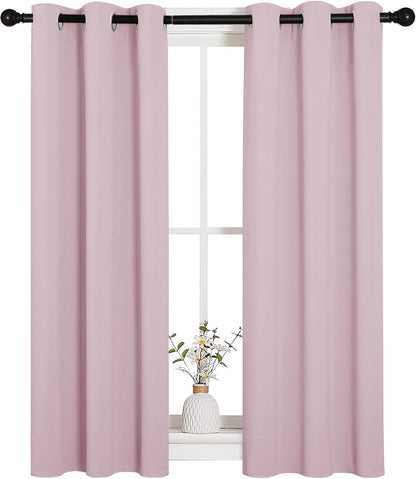 NICETOWN Halloween Pitch Black Solid Thermal Insulated Grommet Blackout Curtains/Drapes for Bedroom Window (2 Panels, 42 inches Wide by 63 inches Long, Black) - Colors B
