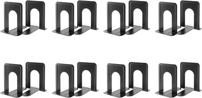 MaxGear Premium Matte Painted Book Ends, Heavy Duty and Sturdy Bookends for Shelves, Office Non-Skid Metal Book End Stopper for Books/CDs/DVDs, 6 x 4.6 x 6 in, Black, 2 Pairs/4 Pieces, Large