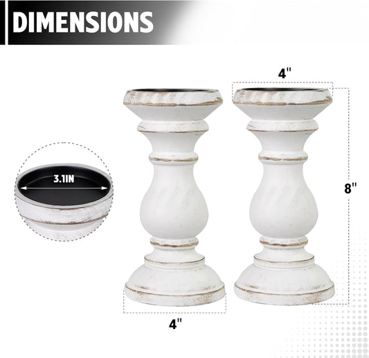 Candle Holder for Pillar Candle Set of 3, Farmhouse Wood Candle Holder, Rustic Wooden Candle Stand, Vintage Small Wooden Candlestick HoldersDecorative for Living Room, Table Centerpiece (Brown)