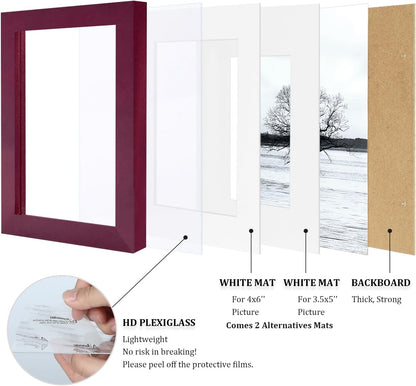 Egofine 12x16 Picture Frame Black, Covered by Plexiglass Made of Solid Wood, Display Pictures 9x12 and 11x14 with Mat or 12x16 Without Mat, for Wall Mounting Photo Frame - Colors A