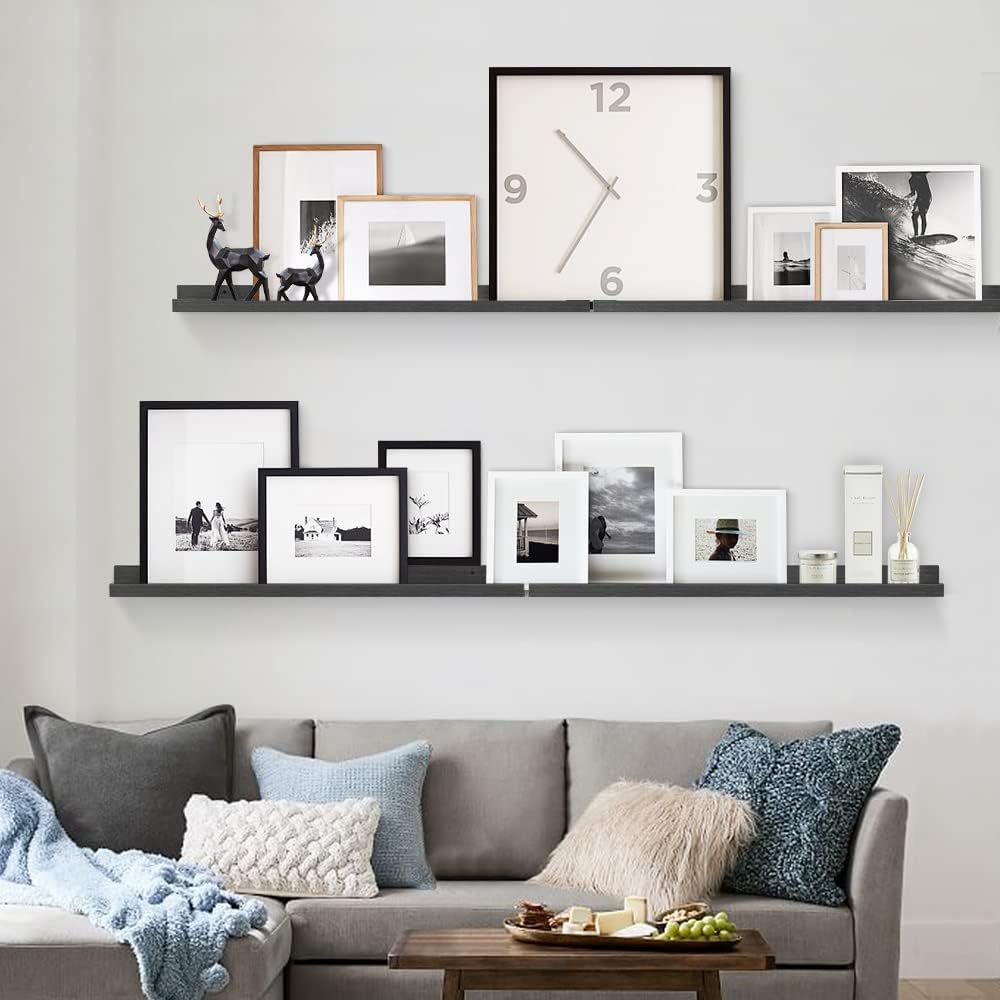 Forbena 36 Inch Floating Shelves for Wall 4-Pack, Large Nursery Book Shelves Bookshelf for Kids Bedroom, Long Picture Ledge Shelf with Lip for Living Room Photo Frames Art Display (White Solid Wood)