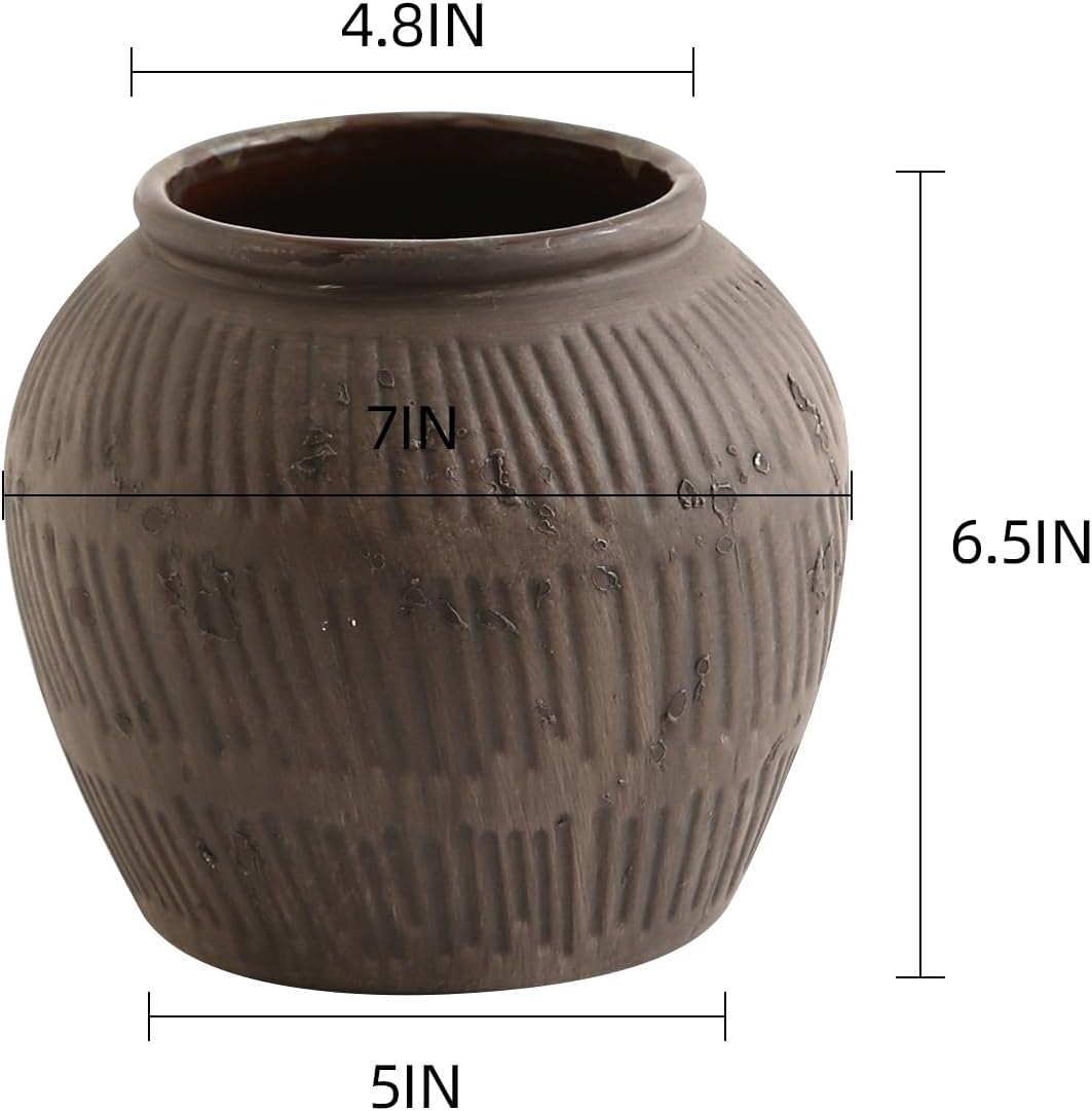 Rustic Vases for Home Decor. Ceramic Vase for Dining Table Decor. Terracotta Decorative Vase 6.1IN. ZSHLXM