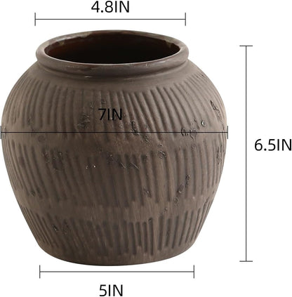 Rustic Vases for Home Decor. Ceramic Vase for Dining Table Decor. Terracotta Decorative Vase 6.1IN. ZSHLXM