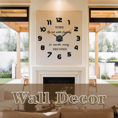 VANGOLD Large Wall Clocks for Living Room Decor, Decorative Wall Clocks Battery Operated (Black Wall Decor)