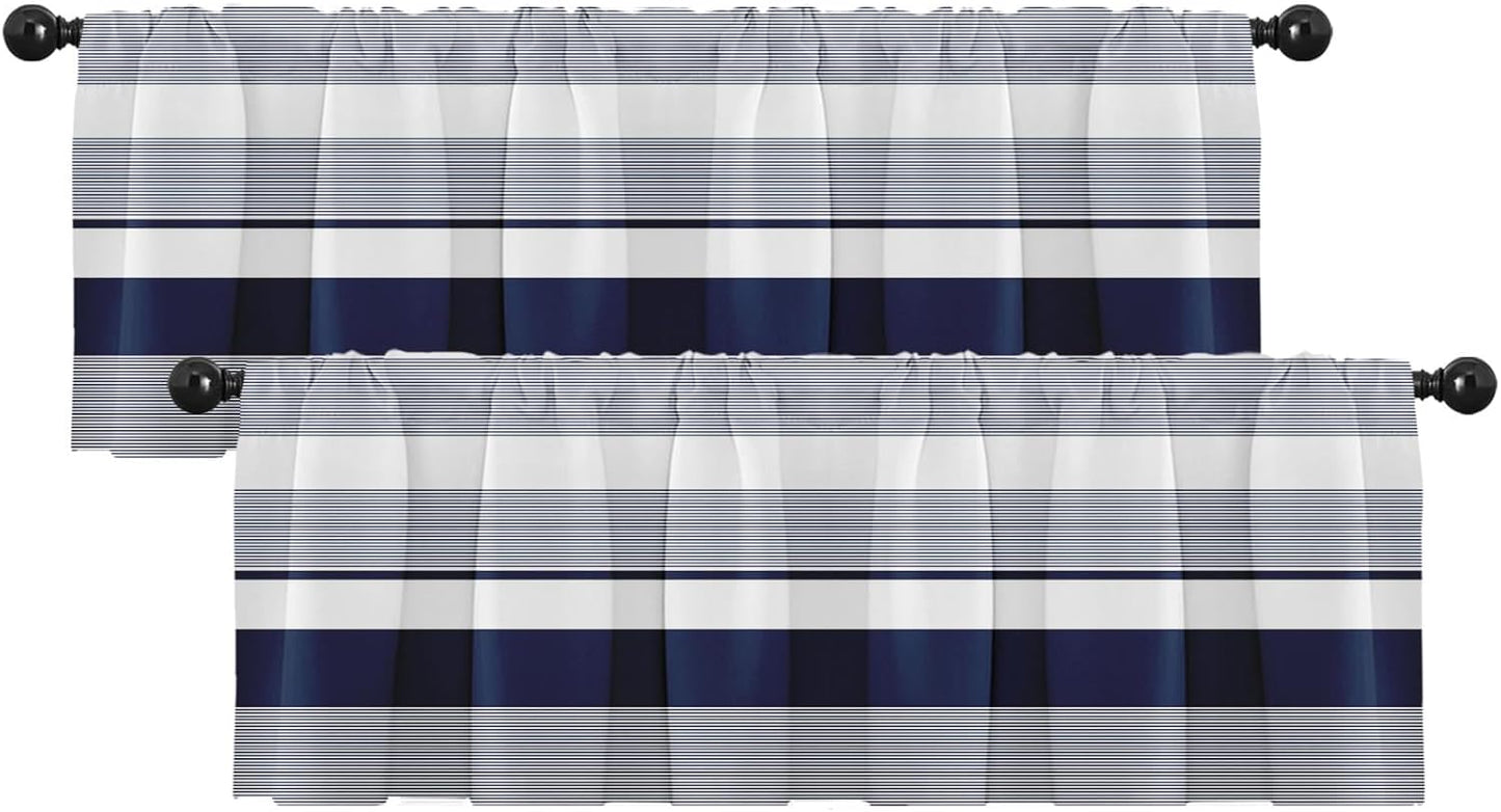 Emvency 2 Pack Dark Grey Valances Window Treatments, Gray Striped Abstract Blackout Drapes Adjustable Curtain for Windows Living Room Kitchen Over Sink, 52x18 Inch Rod Pocket Valances