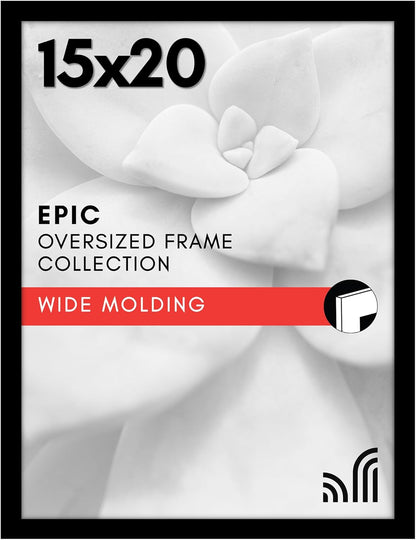 Americanflat 16x20 Picture Frame with Polished Plexiglass - Black Picture Frame - Wide Photo Frames Made of Engineered Wood for Vertical or Horizontal Wall Display - Epic Collection - Black - Colors C