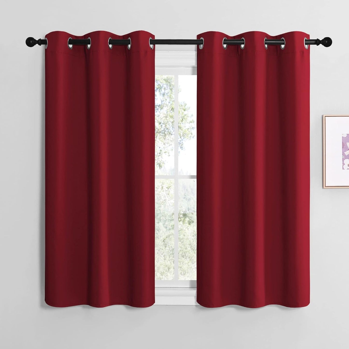 NICETOWN Halloween Pitch Black Solid Thermal Insulated Grommet Blackout Curtains/Drapes for Bedroom Window (2 Panels, 42 inches Wide by 63 inches Long, Black) - Colors A