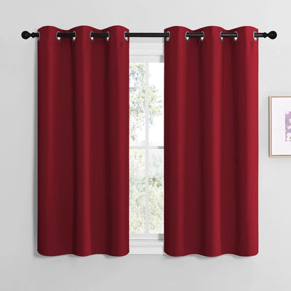 NICETOWN Halloween Pitch Black Solid Thermal Insulated Grommet Blackout Curtains/Drapes for Bedroom Window (2 Panels, 42 inches Wide by 63 inches Long, Black) - Colors A