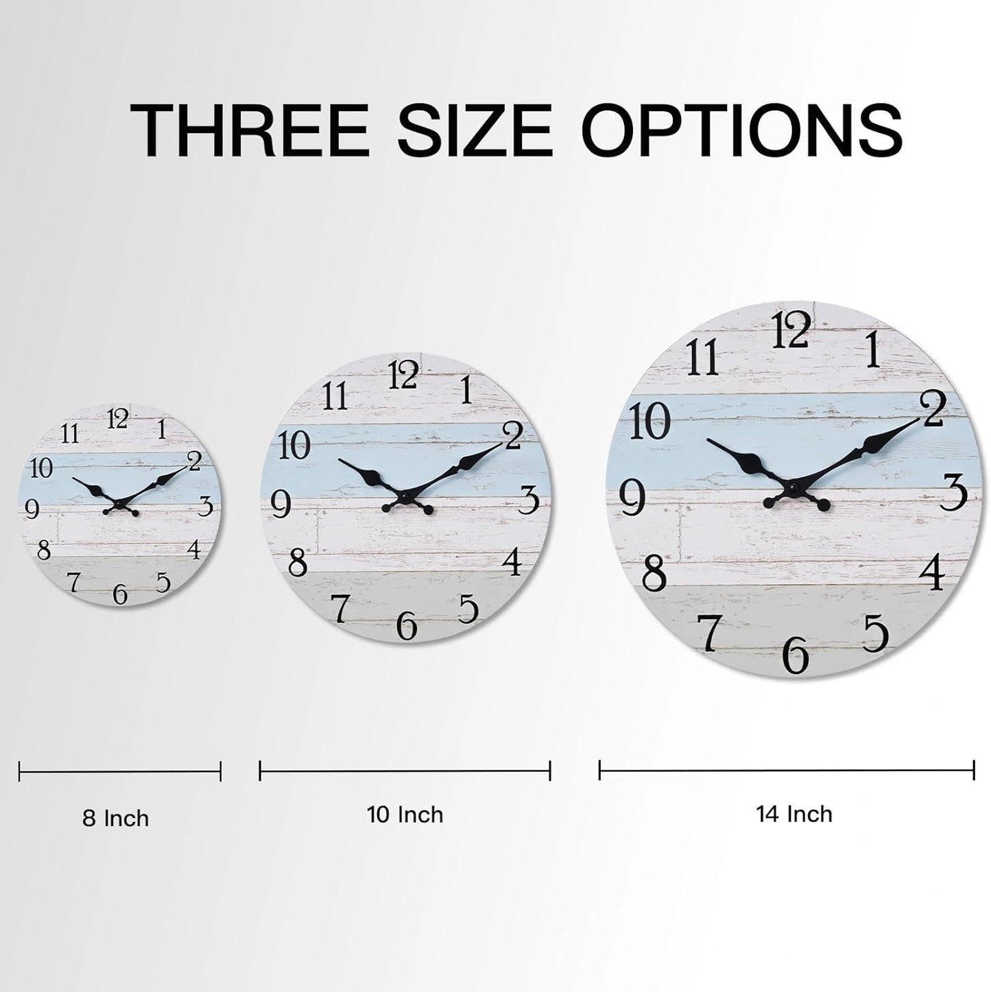 KECYET Wall Clock Battery Operated 8 Inch Silent Non Ticking Coastal Design Country Rustic Retro Decorative for Bathroom Kitchen Living Room Bedroom