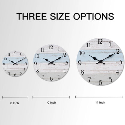 KECYET Wall Clock Battery Operated 8 Inch Silent Non Ticking Coastal Design Country Rustic Retro Decorative for Bathroom Kitchen Living Room Bedroom