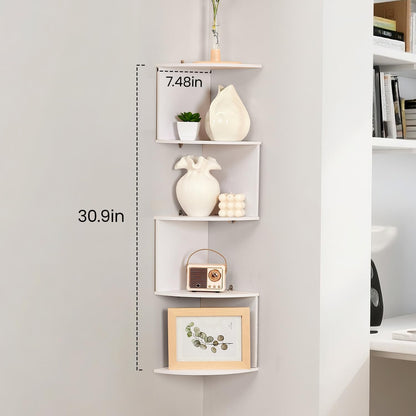 5-Tier Floating Corner Shelf Wall Mount, Heavy Duty Wall Corner Bookshelf, Multi-Purpose Plant Display Shelf for Bedroom Living Room Bathroom Home Office, (Black)
