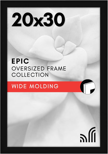 Americanflat 16x20 Picture Frame with Polished Plexiglass - Black Picture Frame - Wide Photo Frames Made of Engineered Wood for Vertical or Horizontal Wall Display - Epic Collection - Black - Colors C
