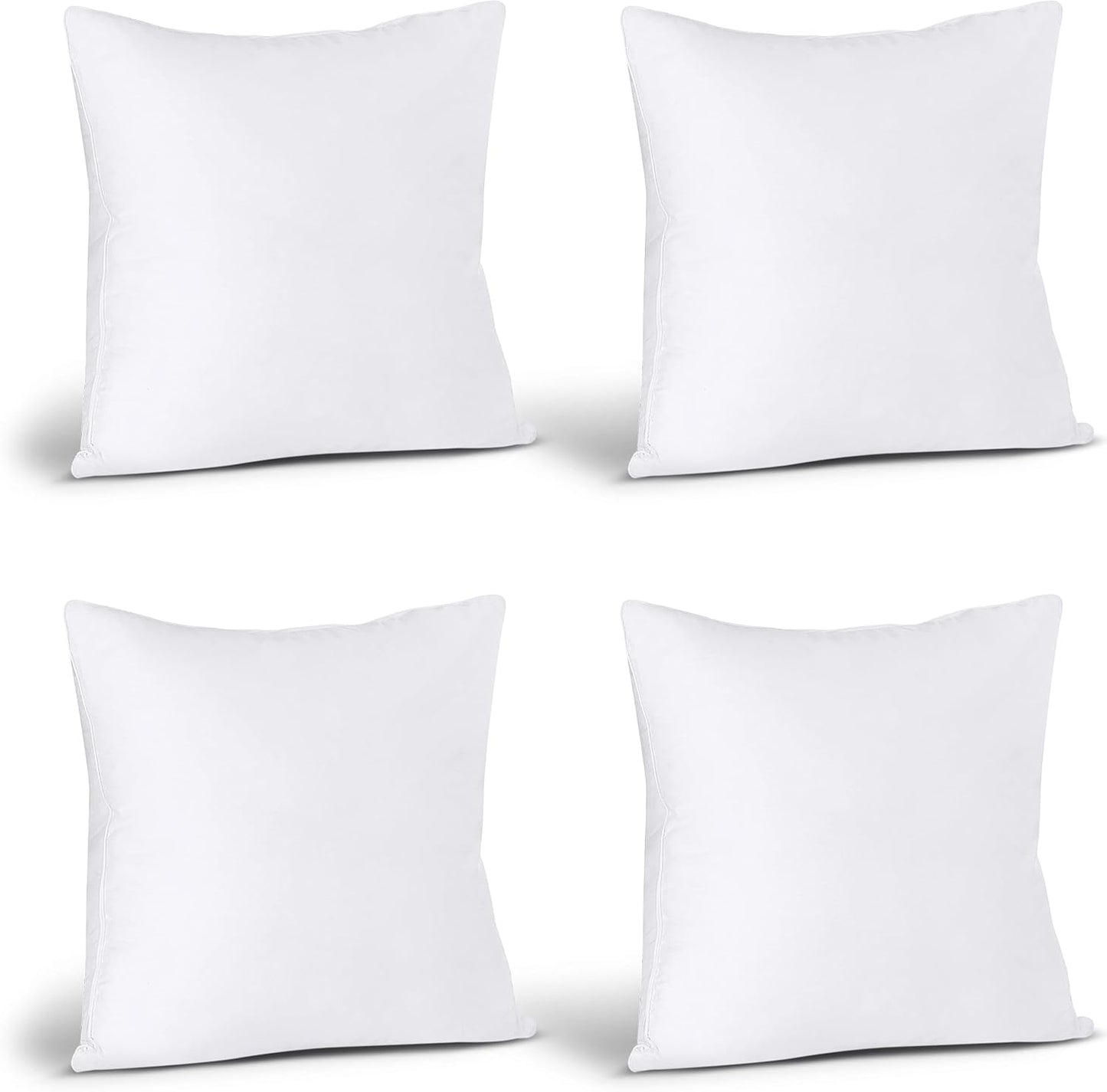Utopia Bedding Throw Pillows (Set of 4, White) – 16 x 16 Inches Down Alternative Pillows for Bed, Sofa, and Couch - Fluffy Decorative Stuffer Pillow for Indoors & Outdoors