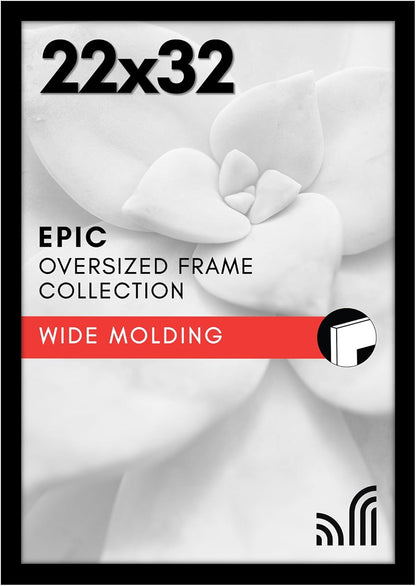 Americanflat 16x20 Picture Frame with Polished Plexiglass - Black Picture Frame - Wide Photo Frames Made of Engineered Wood for Vertical or Horizontal Wall Display - Epic Collection - Black - Colors C