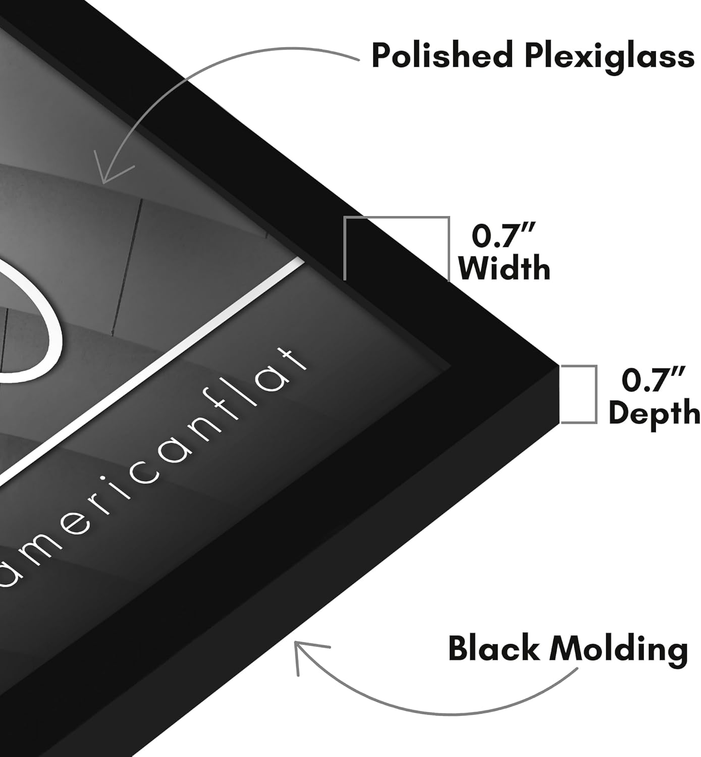 Americanflat 24x36 Poster Frame with Polished Plexiglass - Streamline Collection - Thin Border Picture Frame for Wall Display - Hanging Hardware Included - Black - Colors D