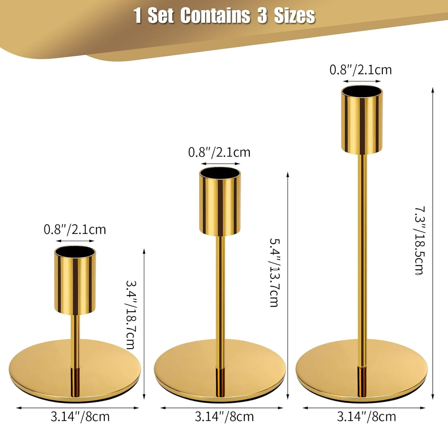 Set of 6 Black Candlestick Holders - Decorative for Home Decor, Wedding, Dining, Party, Anniversary