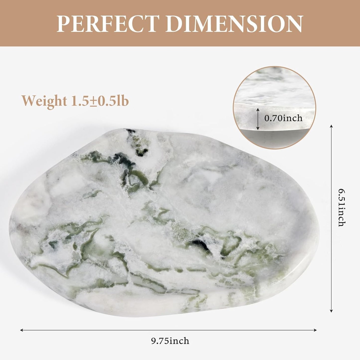 Koville Luxurious Natural Marble Vanity Tray, Cloud Shape Serving Stone Key Tray for Home Decor, 10" x 7" Marble Storage Trays for Bathroom, Stone Plate Holder for Perfume, Candle and Jewelry