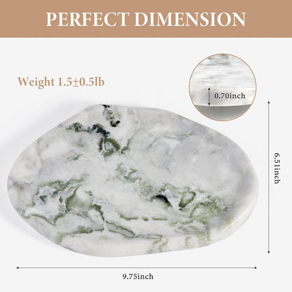 Koville Luxurious Natural Marble Vanity Tray, Cloud Shape Serving Stone Key Tray for Home Decor, 10" x 7" Marble Storage Trays for Bathroom, Stone Plate Holder for Perfume, Candle and Jewelry