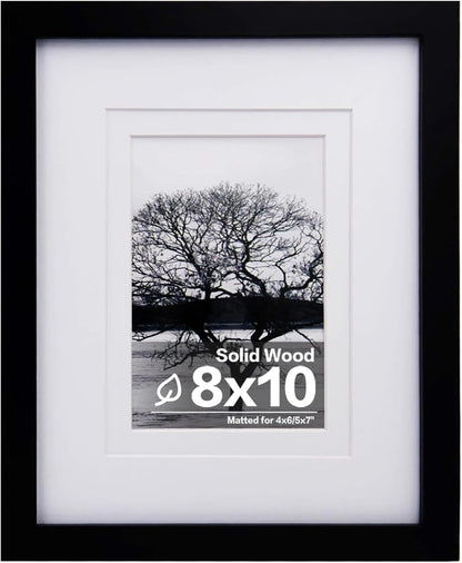Egofine 12x16 Picture Frame Black, Covered by Plexiglass Made of Solid Wood, Display Pictures 9x12 and 11x14 with Mat or 12x16 Without Mat, for Wall Mounting Photo Frame - Colors B