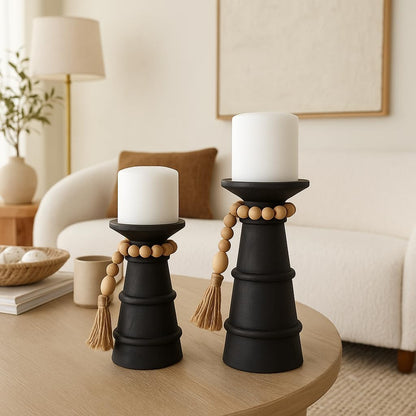Deco 79 Metal Abstract Decorative Candle Holder Mushroom Inspired Candle Stand, Set of 2 Candlestick Holder 11", 14"H, Gold