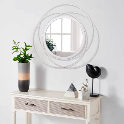 Gold Sunburst Mirrors for Wall Decorative Metal Round Art Mirrors Large Wall Decor Hanging Mirror for Bathroom Bedroom Living Room Vanity Entryway 16"