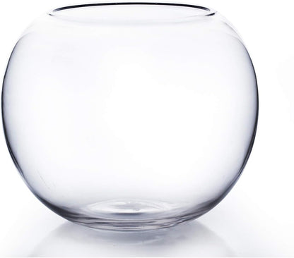 WGV Bowl Glass Vase, Diameter 6", Height 4.5", Open Width 4", (Multiple Sizes Choices) Clear Bubble Planter Terrarium Fish Bowl for Wedding Event Home Decor, 1 Piece (VBW0006A)