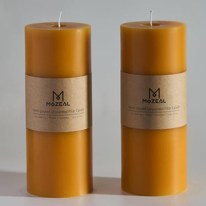 MOZEAL 3" x 4" Hand-Poured Unscented Candle,Dripless Pillar Candle Set of 3,Long Clean Burning,Approx 72 Hours Burn Time,Rustic Country Style,Wedding,Dinner,Christmas and Home Decor,White