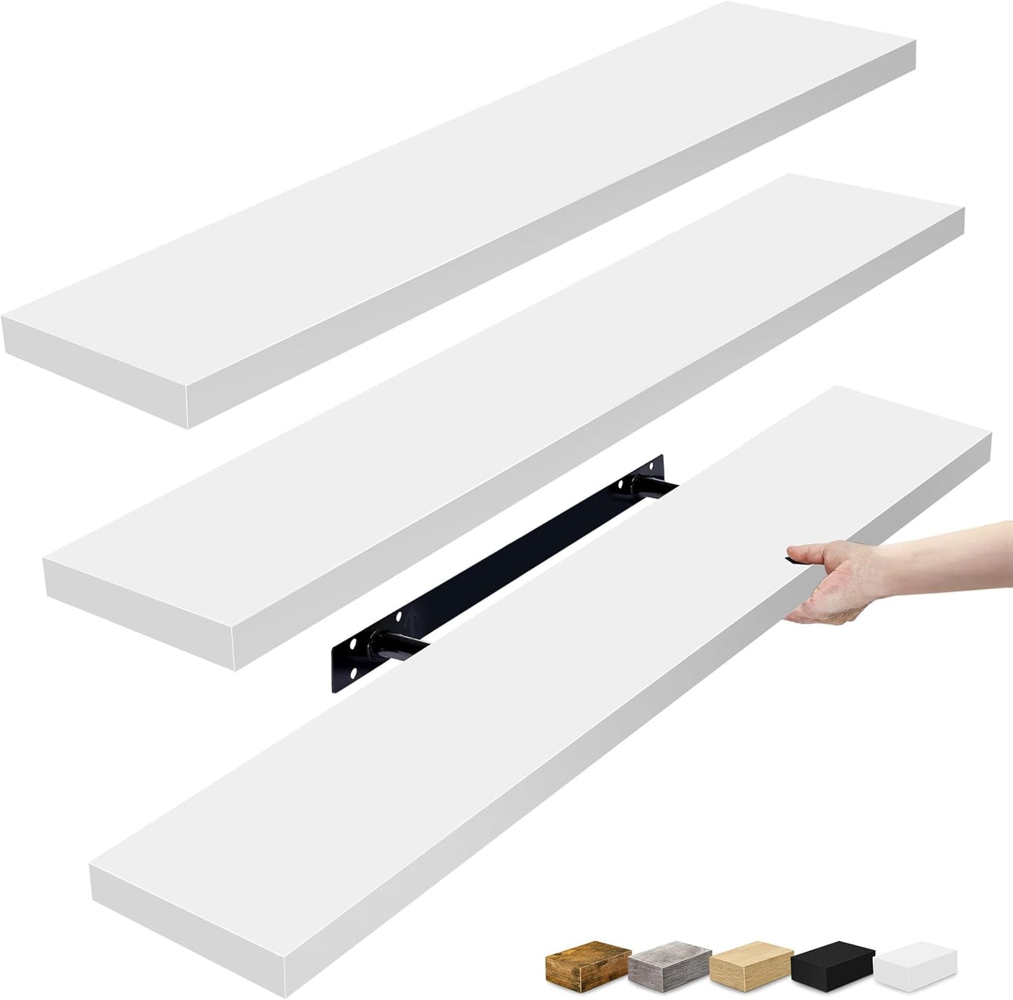 Sorbus Floating Shelves for Wall - 48 Inch Long Bathroom Shelves, Wall Decor for Bedroom, Kitchen, Living Room & Book Storage - Mounted Floating Shelf with Invisible Brackets (Maple Wood, 2 Pack)