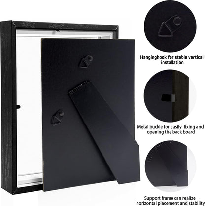 8x8 Shadow Box Frame Display Case with Letter Stickers, 3D Picture Frame, Display Case Box for Memorabilia, Baby Items, Wedding Memories, Crafts, Tickets and Photos (White, 8x8)