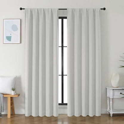 Simplebrand Ava Sage Green Blackout Curtains for Bedroom 63 Inch Length 2 Panels Set, Solid Thermal Insulated Energy Saving Rod Pocket Window Treatment Curtains Blackout Drapes, W40 x L63 Inch, Sage - Colors A