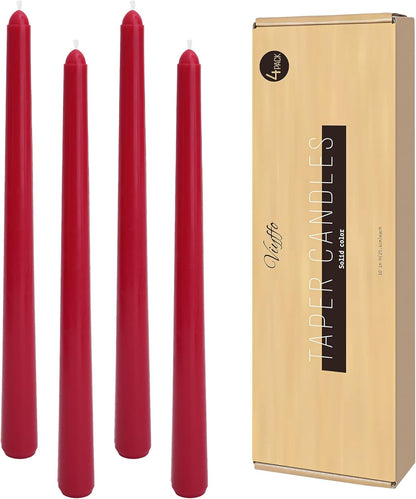 Viyffo Taper Candles, 10 Inch, 4 Pack, Olive Glow – Unscented, Dripless & Smokeless Design, Up to 8 Hour Burn – Long Tall Taper Candlesticks for Wedding, Dinner & Home Decor