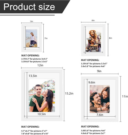 Egofine Picture Frame Set 12 Pack, Picture Frames Collage Wall Decor with Two 11x14, Two 8x10, Four 5x7, Four 4x6 for Wall and Tabletop, Made of Solid Wood, Covered by Plexiglass, Natural Wood