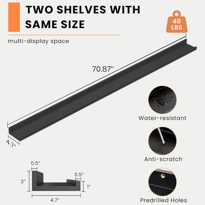 Heimlove Picture Ledge Shelf, Floating Shelves Set of 2, 24 Inches Picture Shelf for Wall with Ledge, Kids Bookshelf Wall Mounted for Living Room Bedroom Decor Books Photo Frames - White