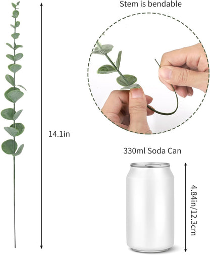 CEWOR 80pcs Artificial Eucalyptus Stems Fake Eucalyptus Leaves Stems Real Touch Leaf Branches for Flower Bouquet Wedding Easter Centerpiece Spring Home Office Decor