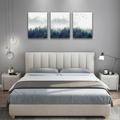 MHARTK66 Wall Art for Living Room Modern Wall Decor for Bedroom Office Decor Abstract Mountain Forest Landscapes Ink Painting 3 Piece Framed Canvas Art Prints Ready to Hang Wall Pictures Home Decor