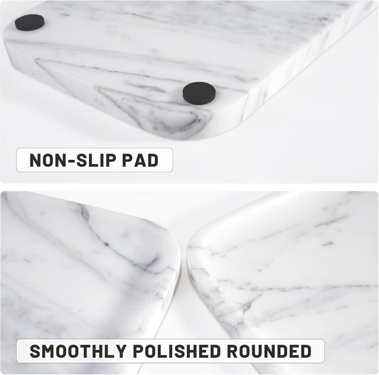 Marble Vanity Tray for Dresser Organizer, Travertine Bathroom Tray Countertop, Beige Decorative Serving Trays, Kitchen Sink Storage, Jewelry & Perfume Holder(Travertino Romano)