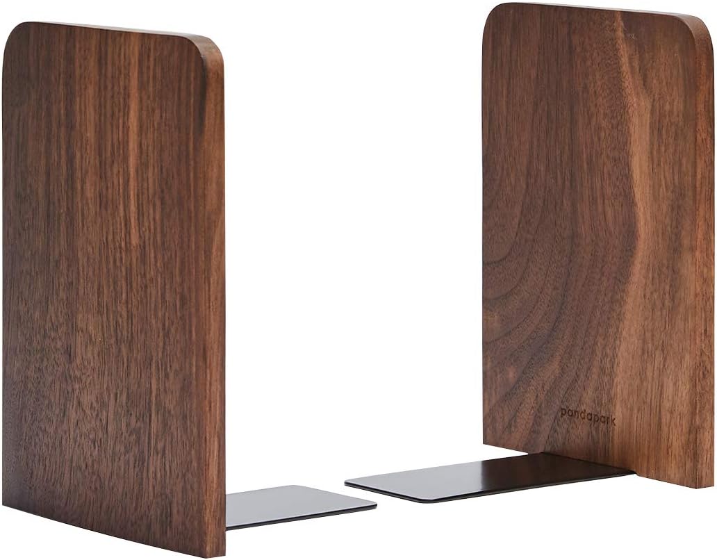 Pandapark Wood,Non-Skid Bookend for Shelves,Heavy Duty,Book Stand for CDs,1 Pair