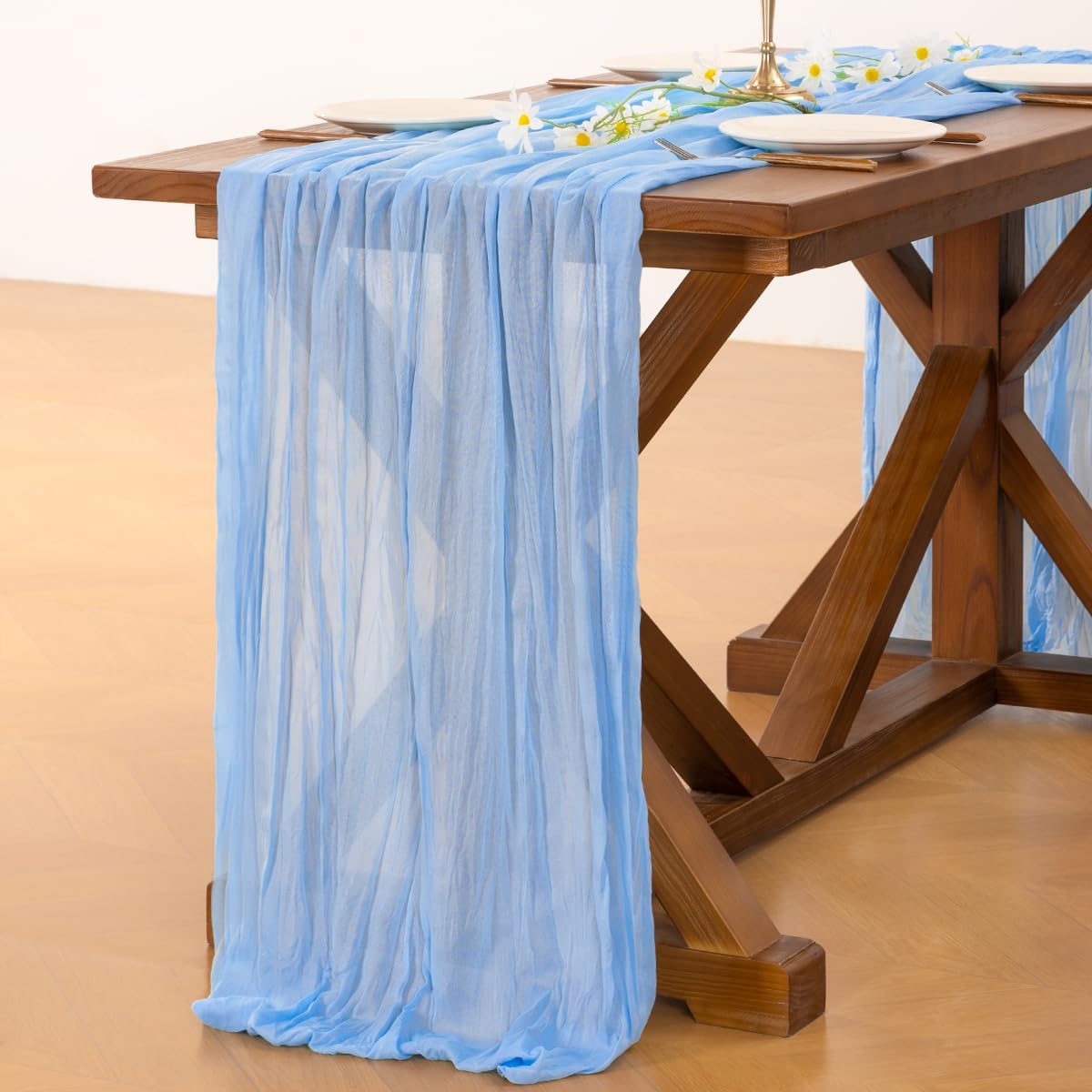 Socomi 3pcs Sage Green Cheesecloth Table Runner Summer Boho Rustic Gauze 120 inch 10FT Cheese Cloth Sheer Runner for Wedding Party Baby Shower Home Decor Holiday Decorations